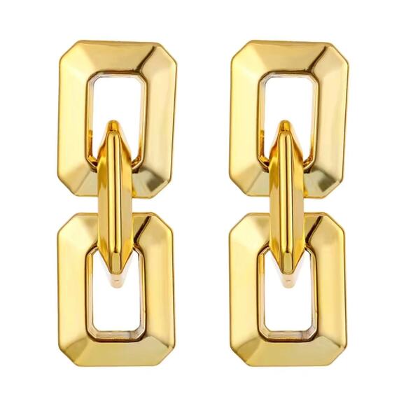 Chunky Gold Chain Link Earrings - Picture 1 of 1